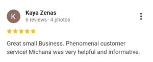 Kaya Zenas testimonial on the display